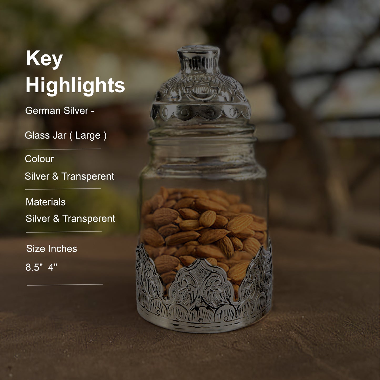 Large Glass & German Silver Jar