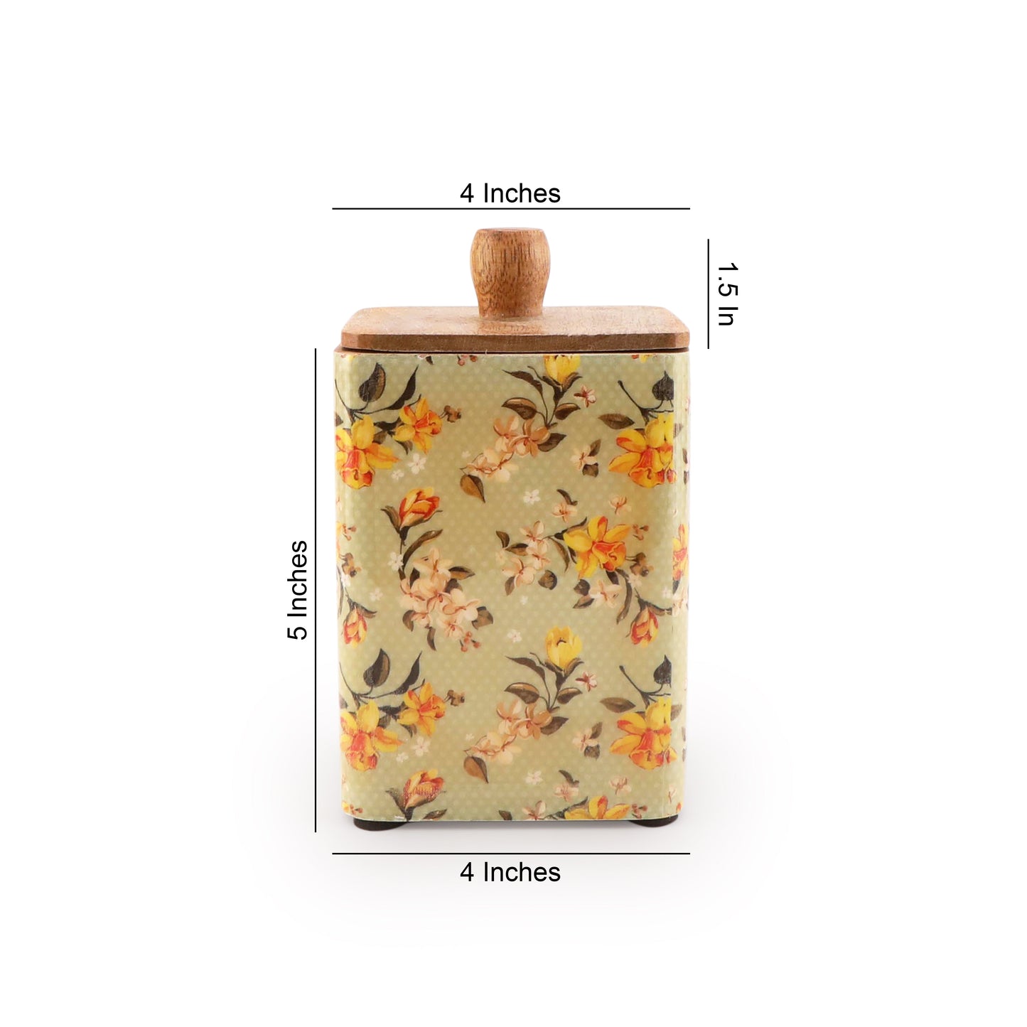 Pista Green printed enamel mango Wooden Jar