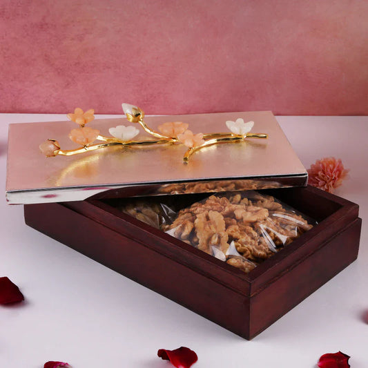 Bloom Range - Wooden Base With Brass Silver Plated Lid Box 8'