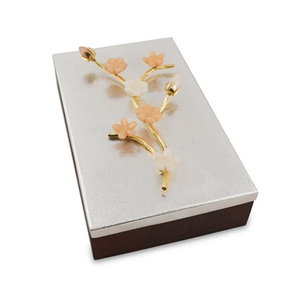 Bloom Range - Wooden Base With Brass Silver Plated Lid Box 8'