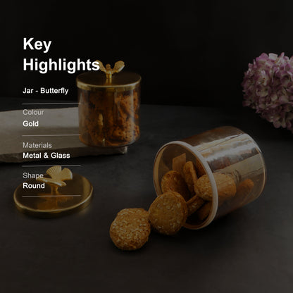 Glass Jar With Metal Butterfly Lid  - Large