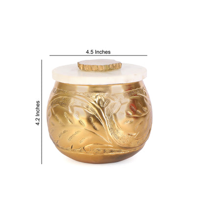 Large Gold Jar With Marble Lid