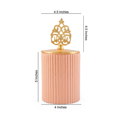 Pink Lining Glass Jar With Metal Lid - Medium