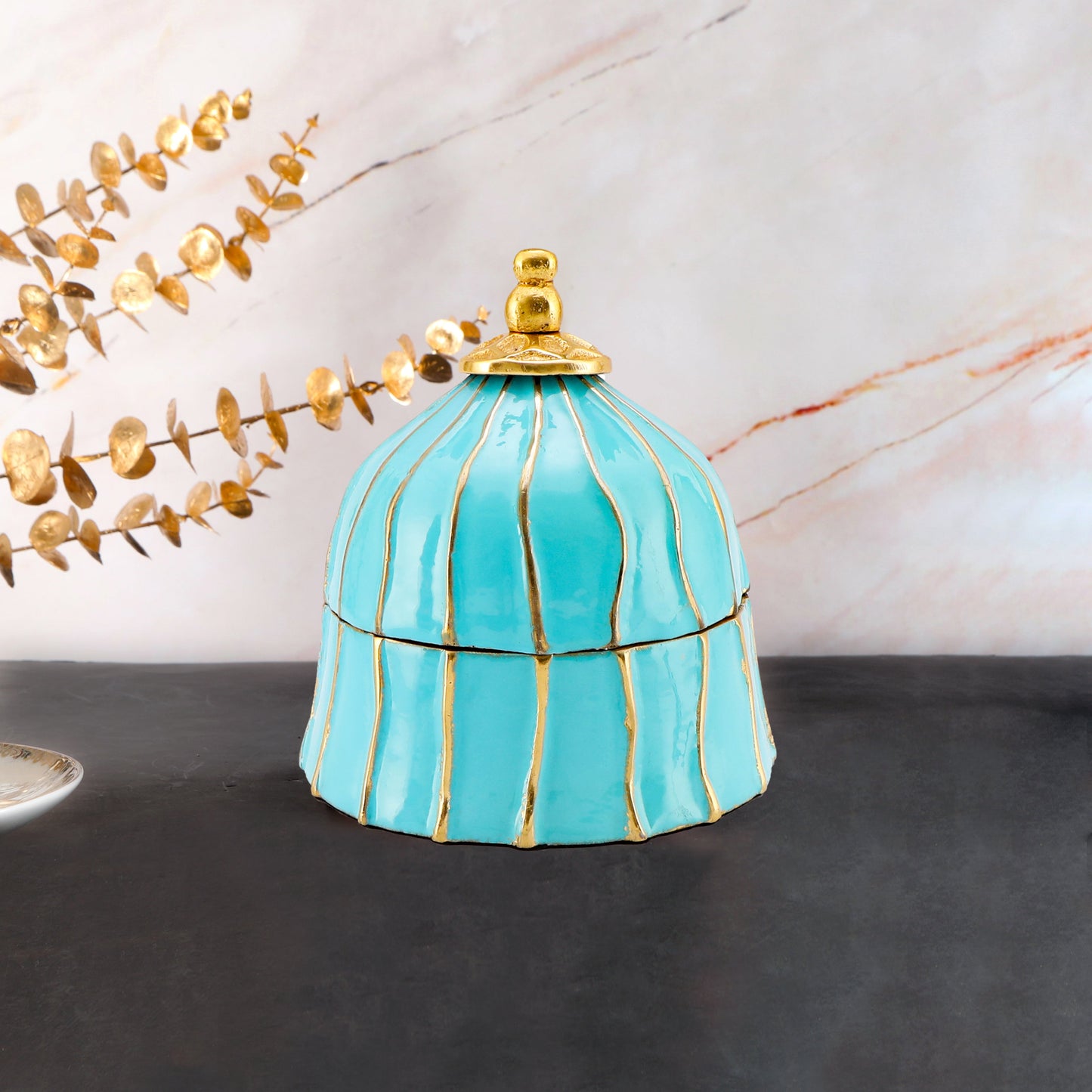 Small  - Santorini Bell Shape Blue Metal Jar