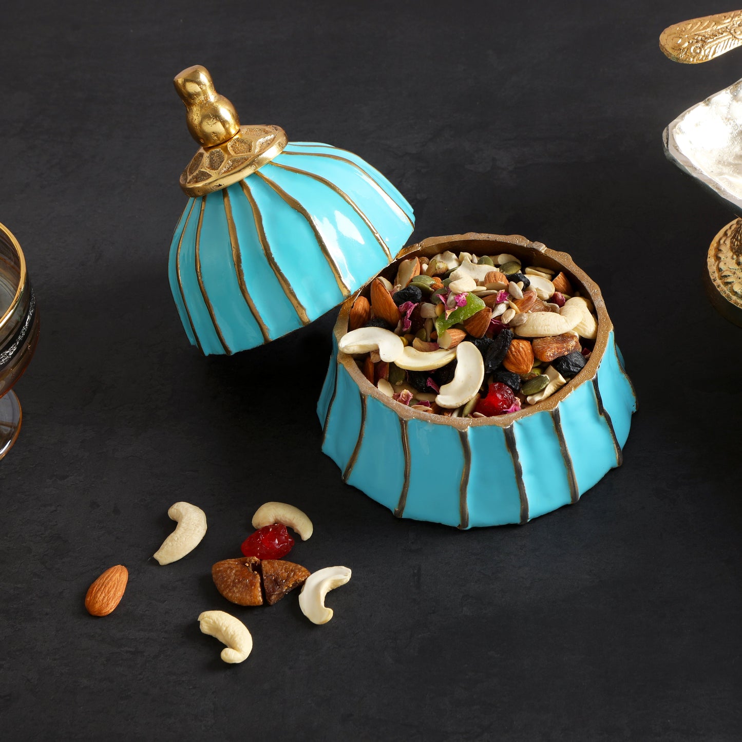 Small  - Santorini Bell Shape Blue Metal Jar