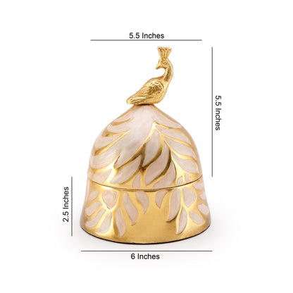 Metal Peacock Santorini Jar
