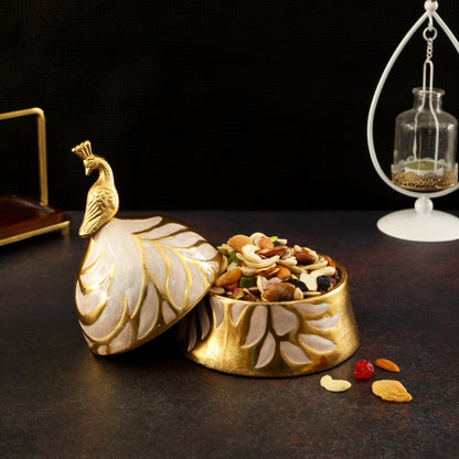 Metal Peacock Santorini Jar