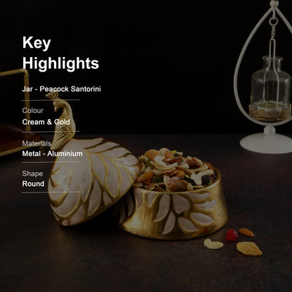 Metal Peacock Santorini Jar