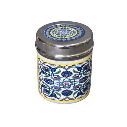 Stainless Steel Blue Abstract Printed Enamel Jar Set Of 4