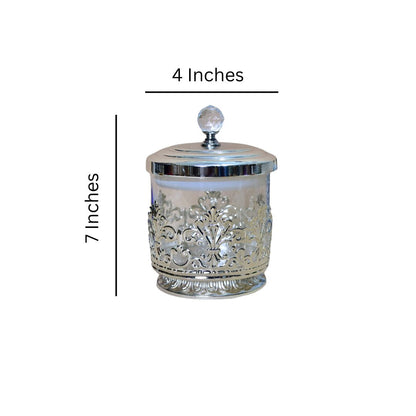 White Metal Glass Jar Large